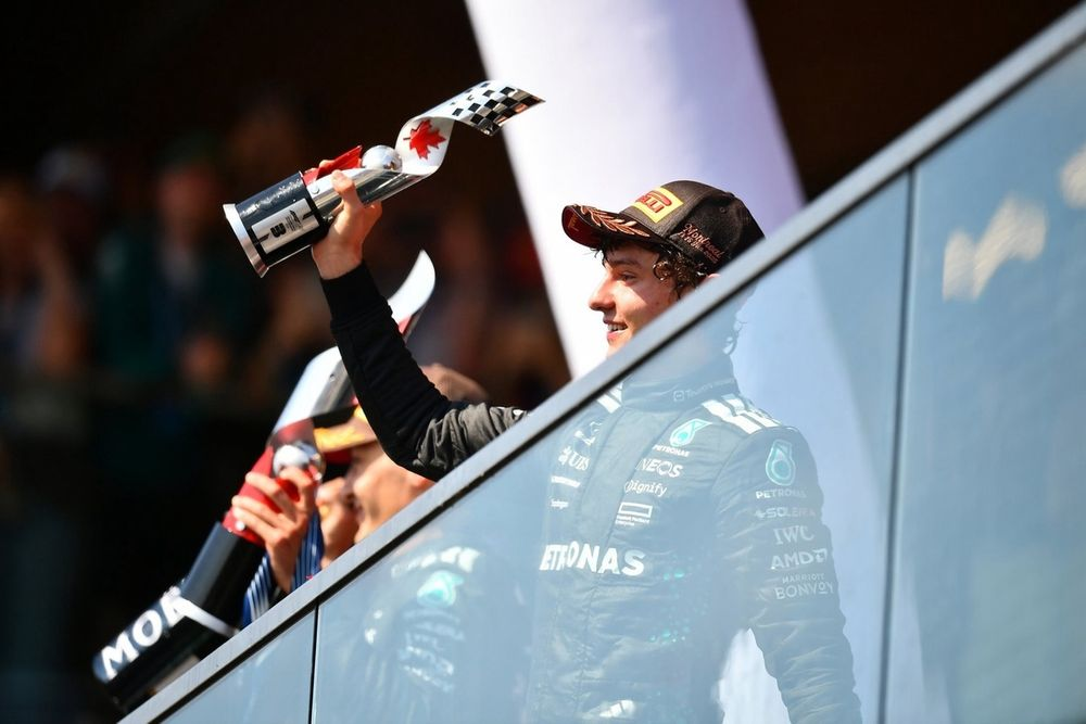 Antonelli on the podium in Canada 2025 after finishing 3rd