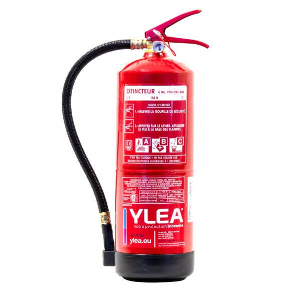 Extincteur poudre ABC pression permanente 6kg avec support mural