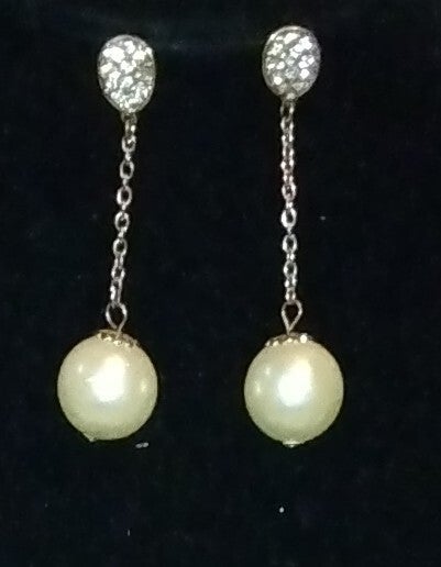 MzSucc3zz Ladies Faux Pearl Beads Cocktail Baguette Crystal Earrings