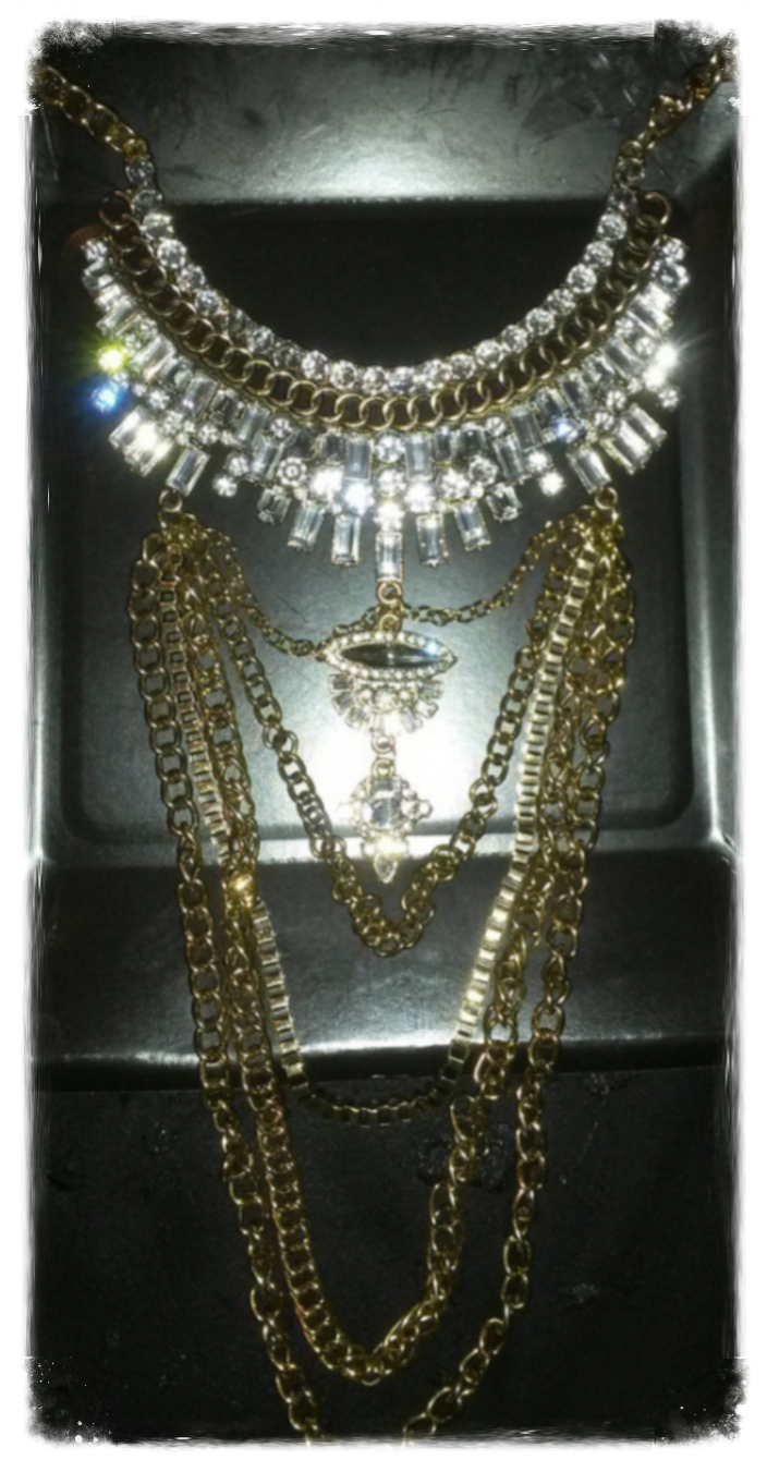 MzSucc3zz Boho Gold-Tone Rhinestone Bib Necklace | Multi-Row Crystal Collar