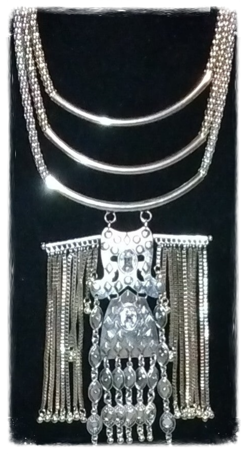 MzSucc3zz Boho Tribal Statement Bib: Multi-Tiered Rigid Collar with Antique Silver Finish