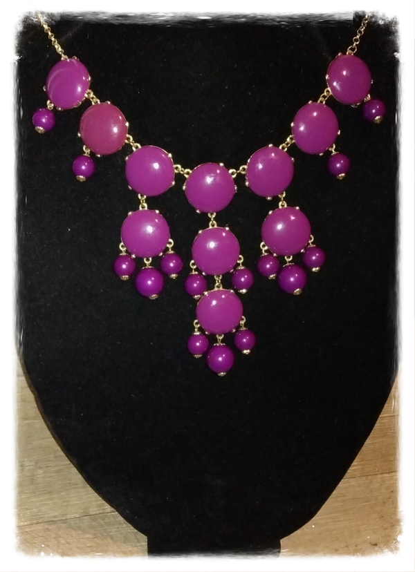 MzSucc3zz  Big Bubble Chunky Purple Circle Pendant Statement Bib Necklace