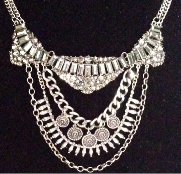 MzSucc3zz Women Bohemian Fringe Multi-tiered Layered Coin and Chain Statement Silver Necklace