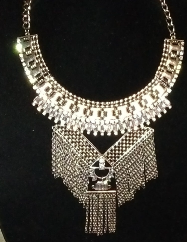 MzSucc3zz Women Bohemian Burnished Silver Tiered Chandelier Bib Necklace