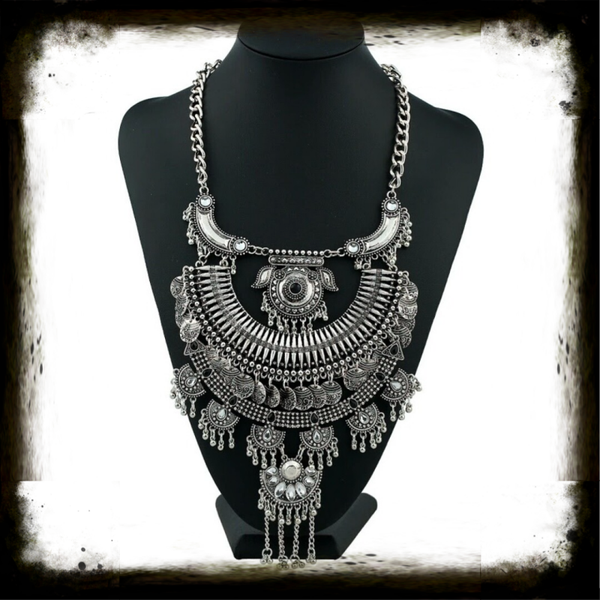 MzSucc3zz Boho Aztec Ethnic Pendant Tassel Necklace