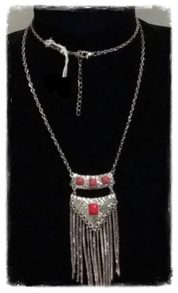MzSucc3zz Bohemian Long Turquoise Red Faux Gemstone Beads Necklace