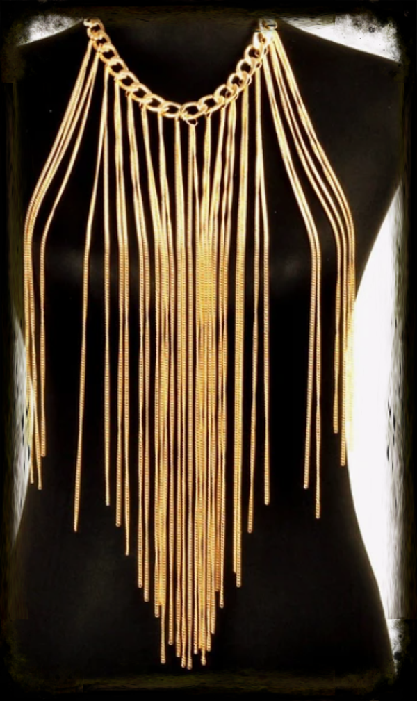 MzSucc3zz Gold-tone Cascading Fringe Statement Necklacez.(Waterfall)
