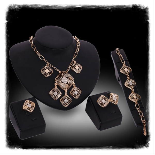 MzSucc3zz 4-piece Dubai-style African Bridal Wedding Jewelry Set