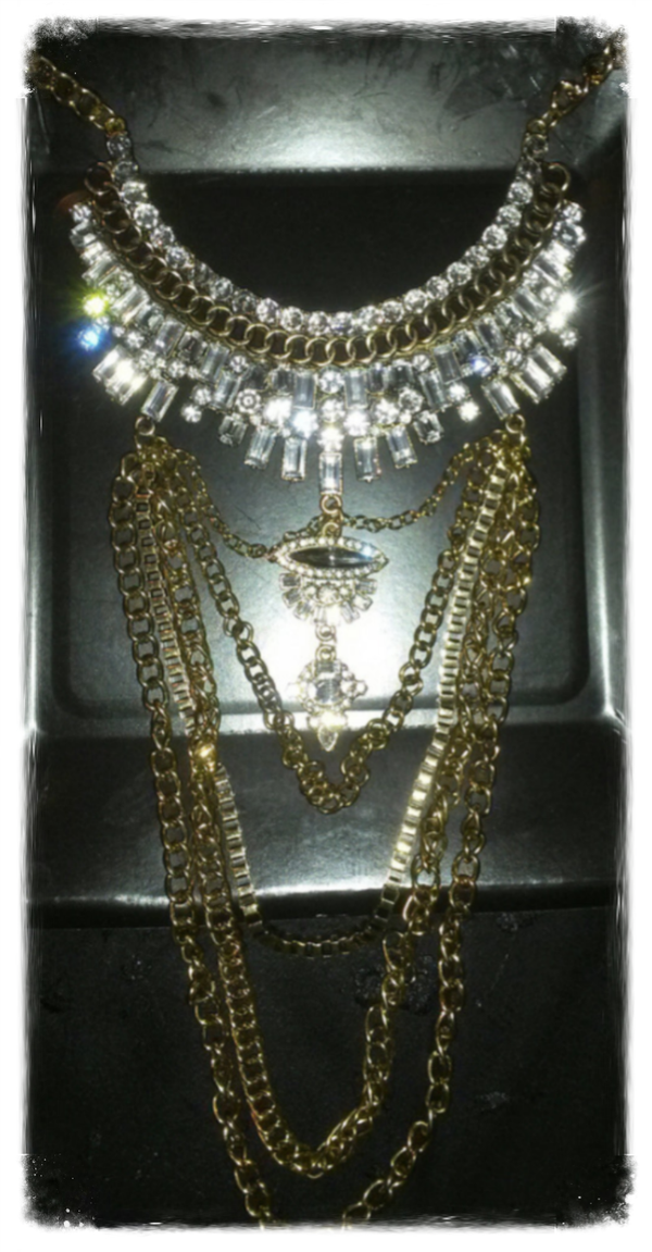 MzSucc3zz Boho Gold-Tone Rhinestone Bib Necklace | Multi-Row Crystal Collar