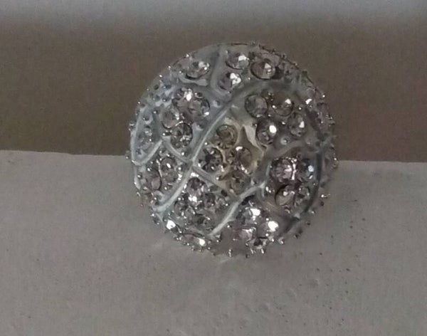 MzSucc3zz Ladies Dome Cluster Clear Rhinestone Crystal Adjust Silver Ring