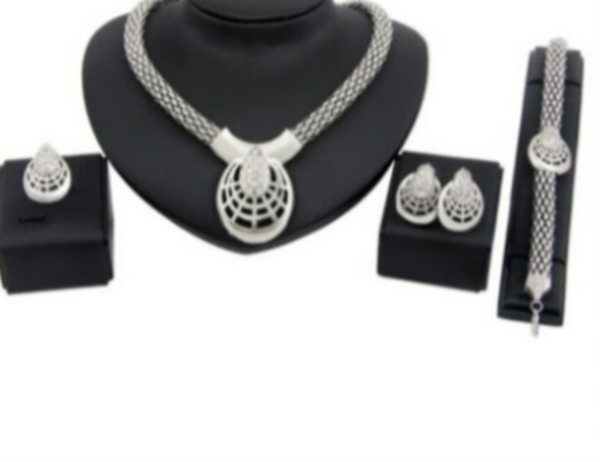 MzSucc3zz Ladies Dubai African Rh Crystal Pave Oval Center Pendant Necklace Sets