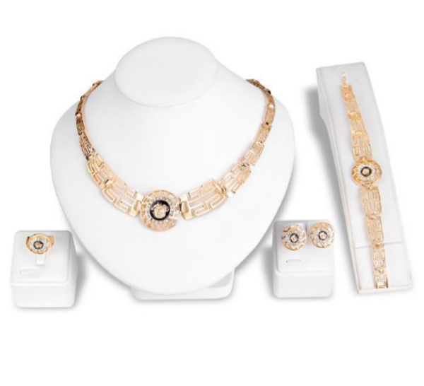 MzSucc3zz Ladies Gold Lion Design Round Medallion Necklace Set