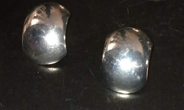 MzSucc3zz Women Vintage Chunky Oval Shape Dome Statement Silver Earrings