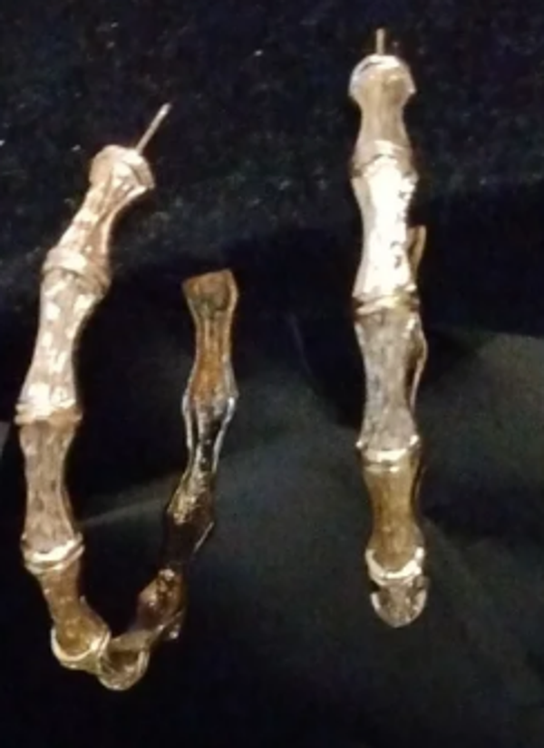 MzSucc3zz Ladies Bamboo Hollow Shaped Round Hoop Gold Plated Earrings