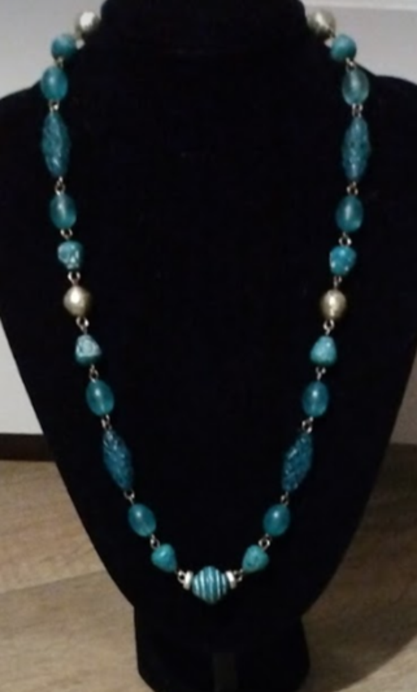 MzSucc3zz Ladies Turquoise Blue Beaded Vintage Beaded Glass Beads Necklace