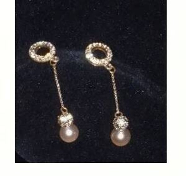 MzSucc3zz Silver Long Faux Pearl & Crystal Fireball Drop Halo Earrings