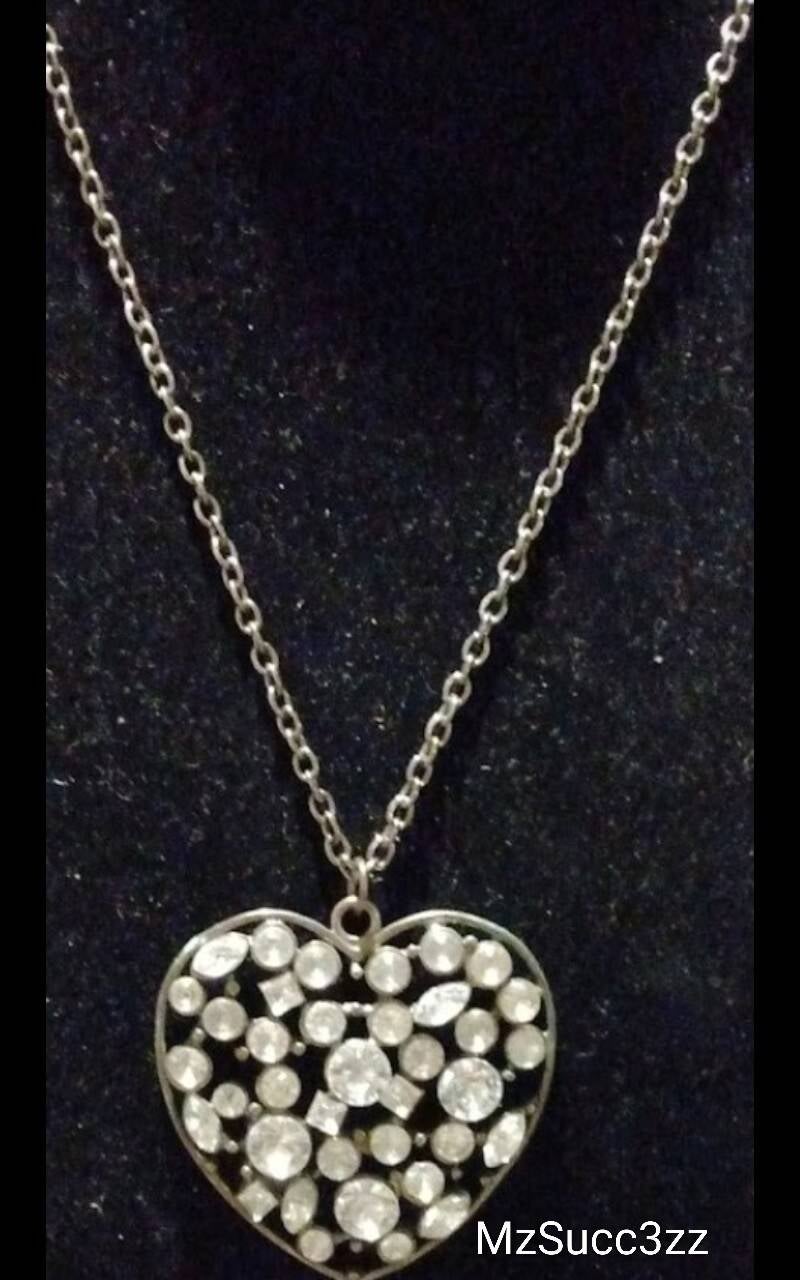 Heart Rhinestone Crystal Necklace 