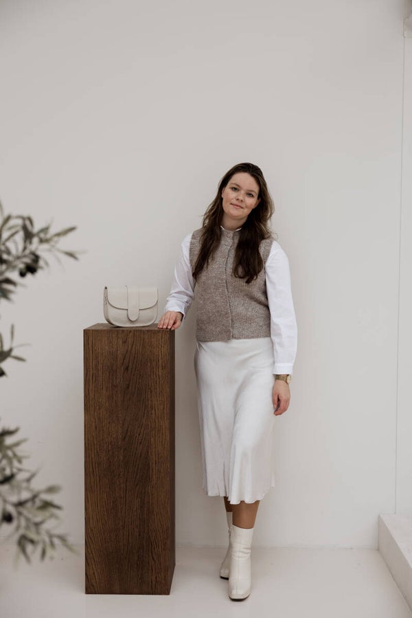 satijnen rok // licht champagne