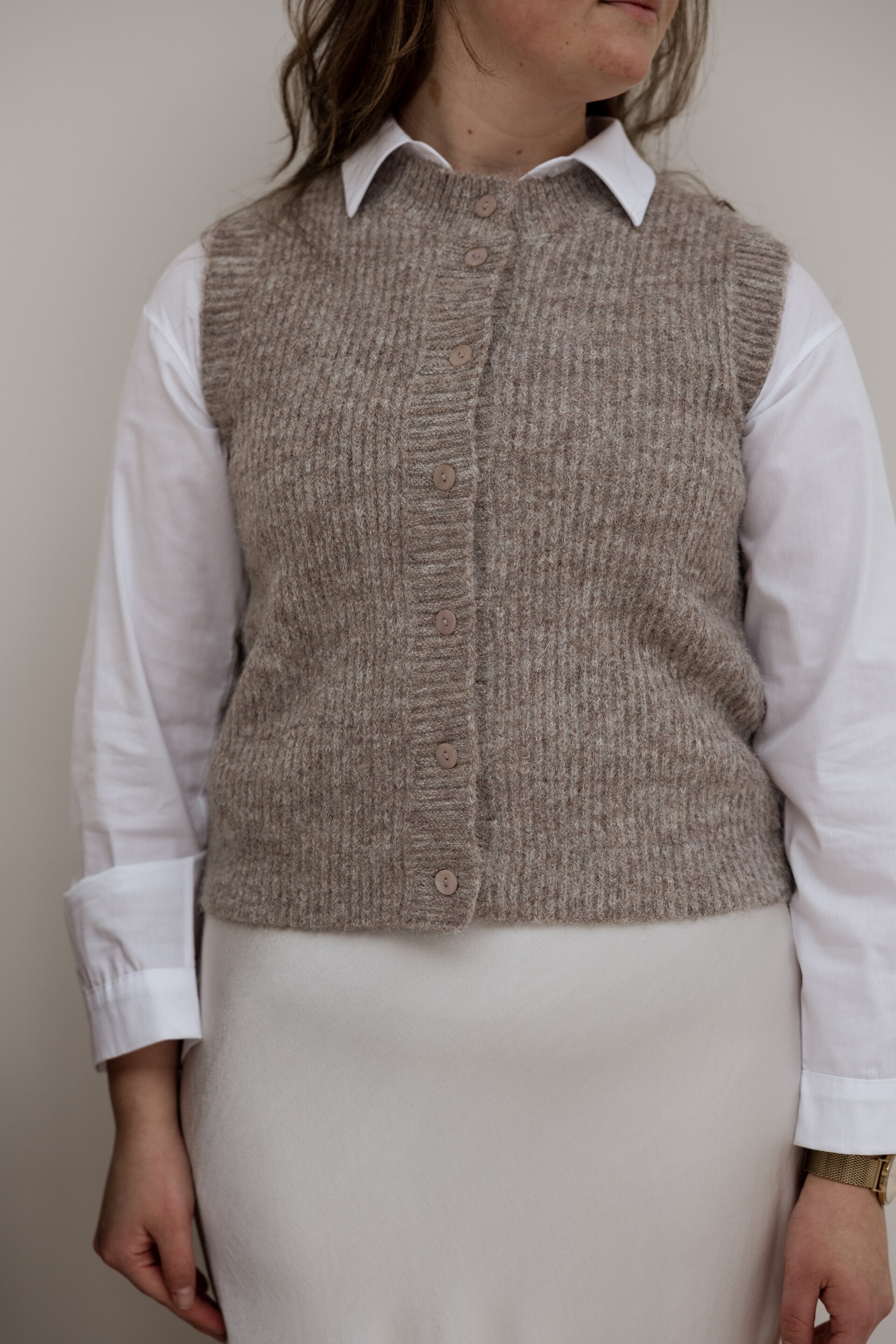 Wollen spencer // zand