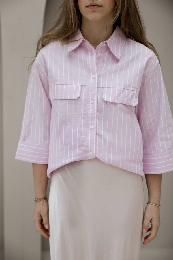 blouse strepen // roze