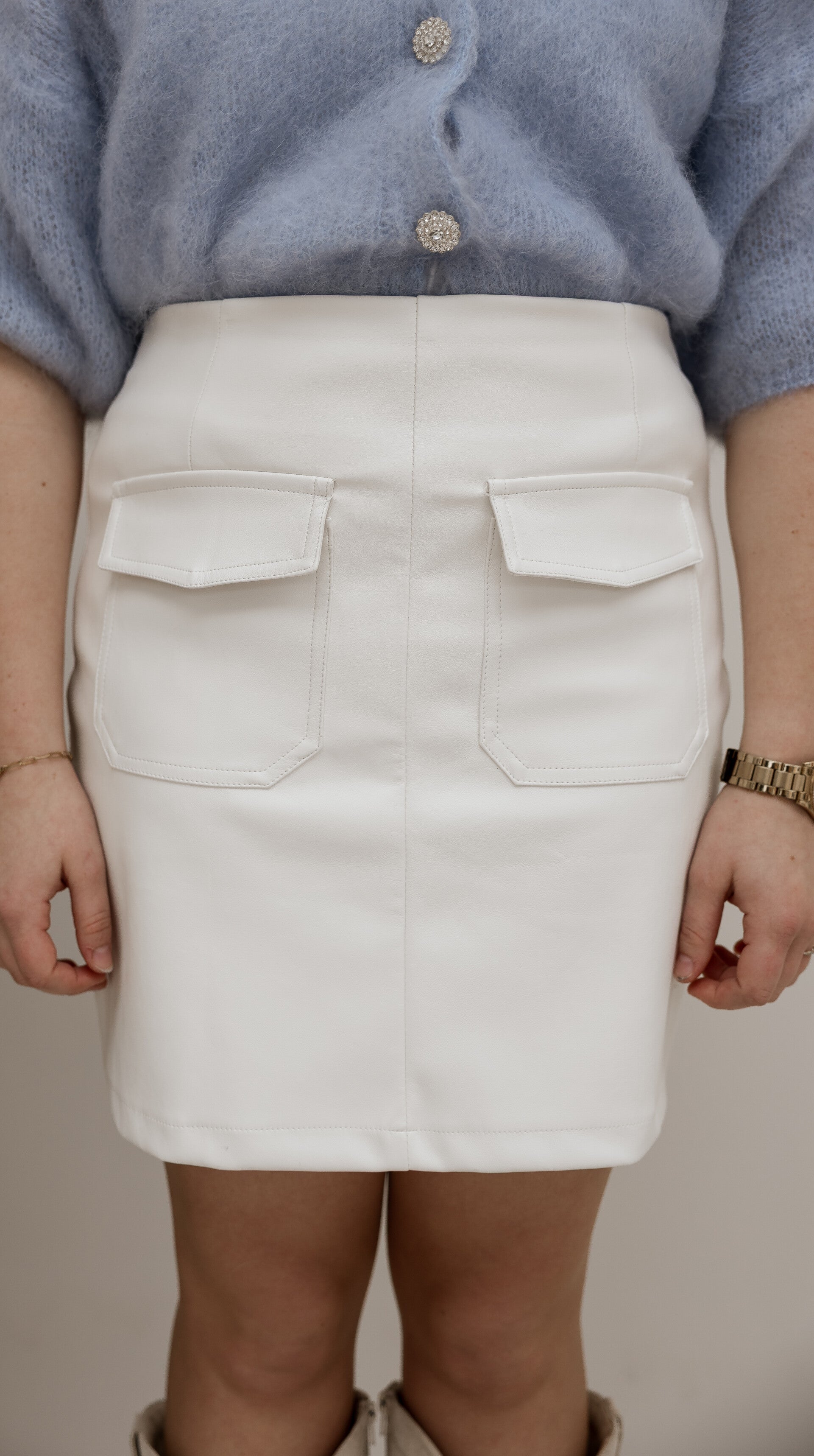 leren rok // beige