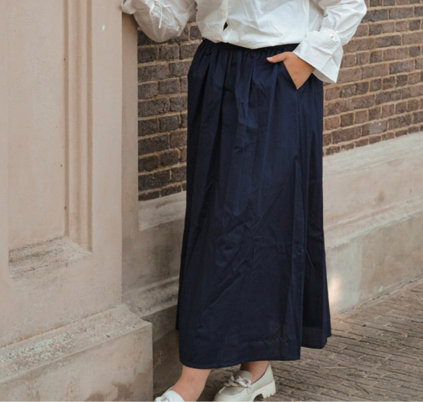 katoenen plooien rok blauw