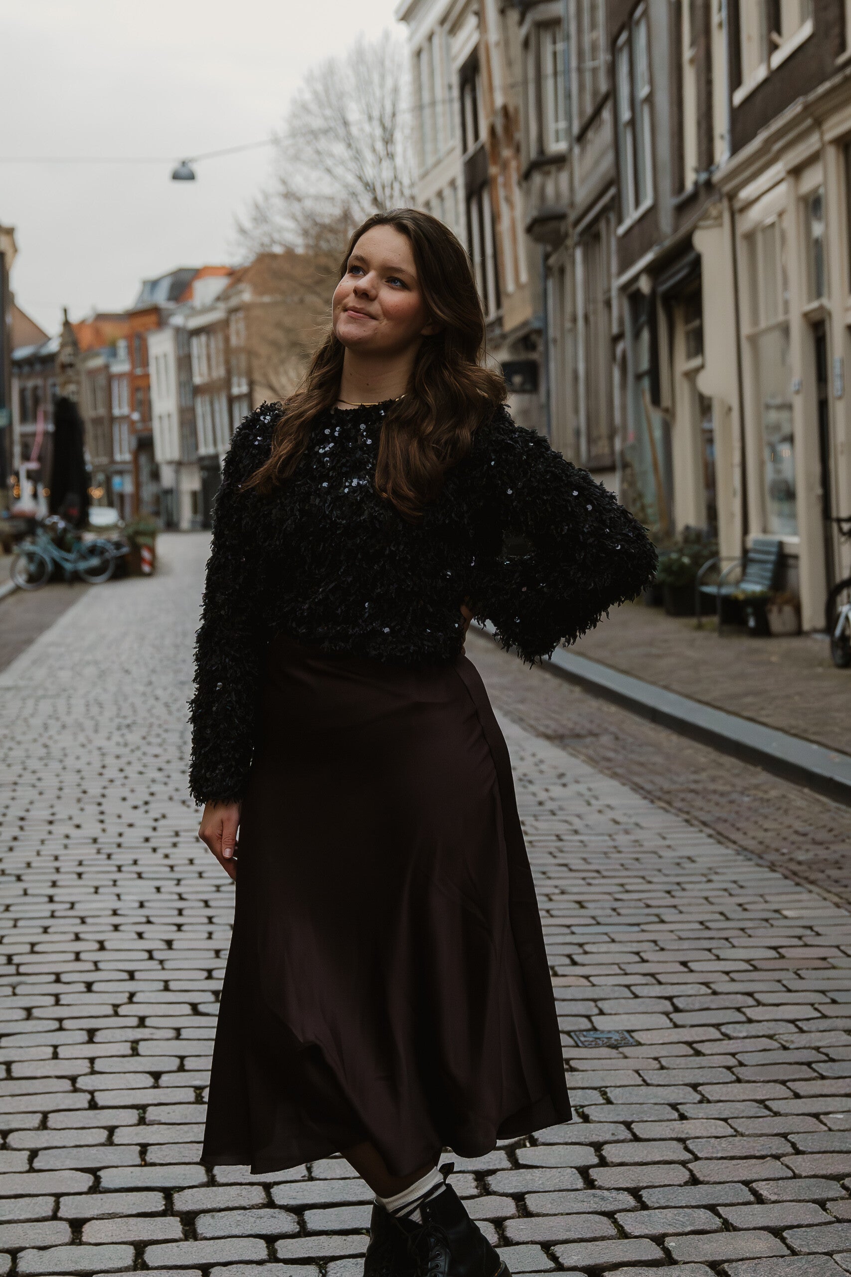 Satijnen rok diep paars