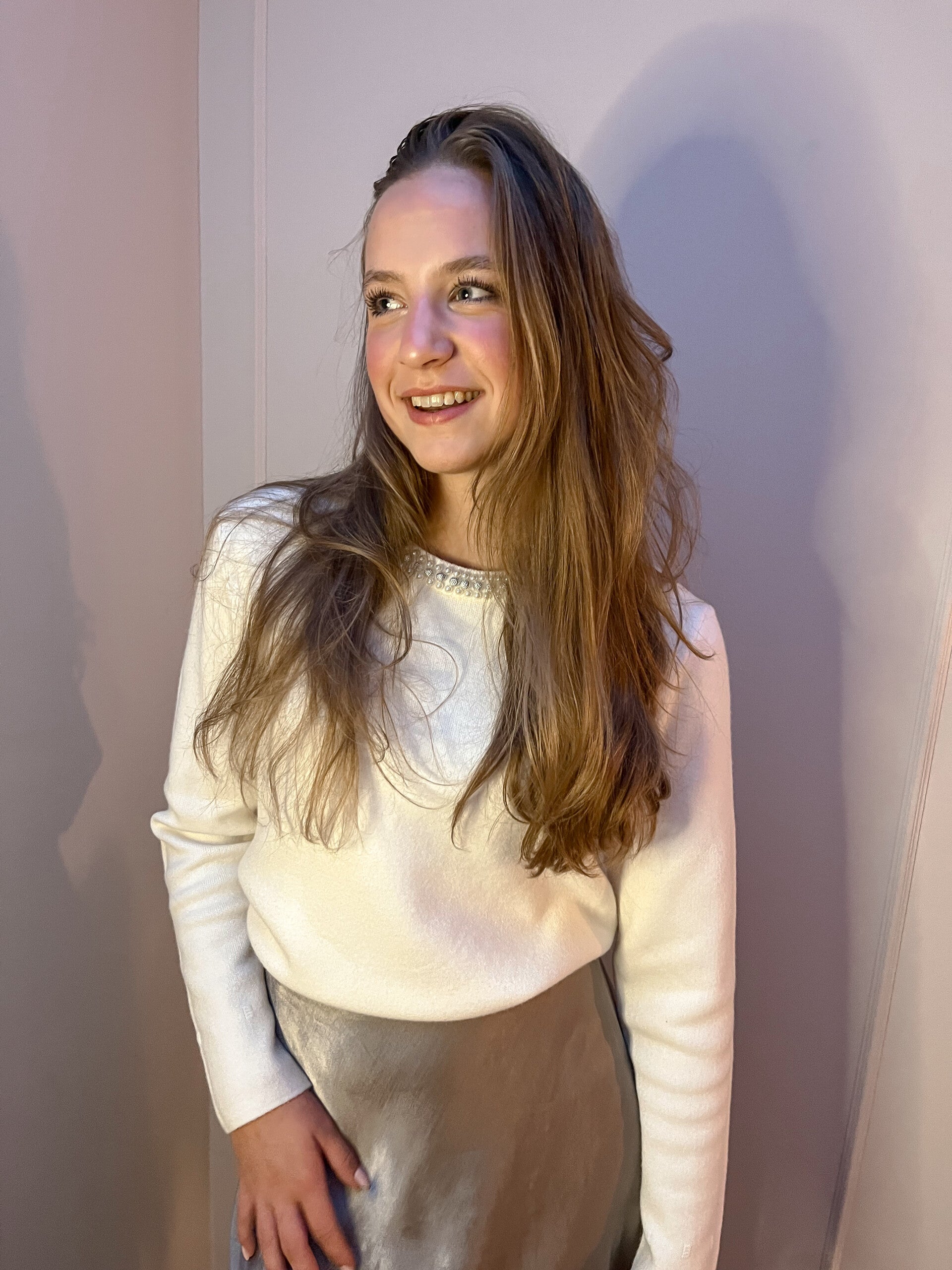 Statement trui creme