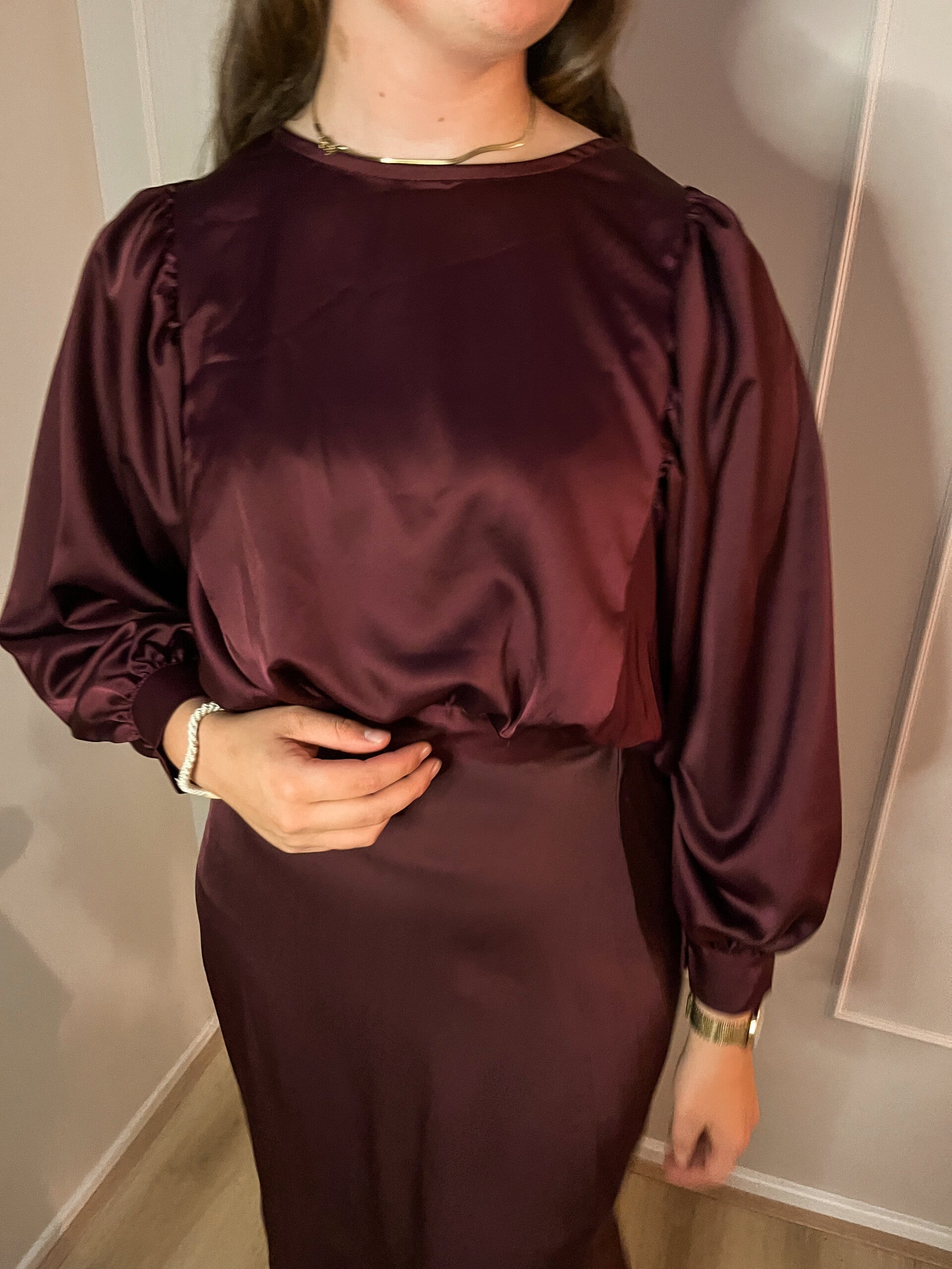 Satijnen blouse bordeaux