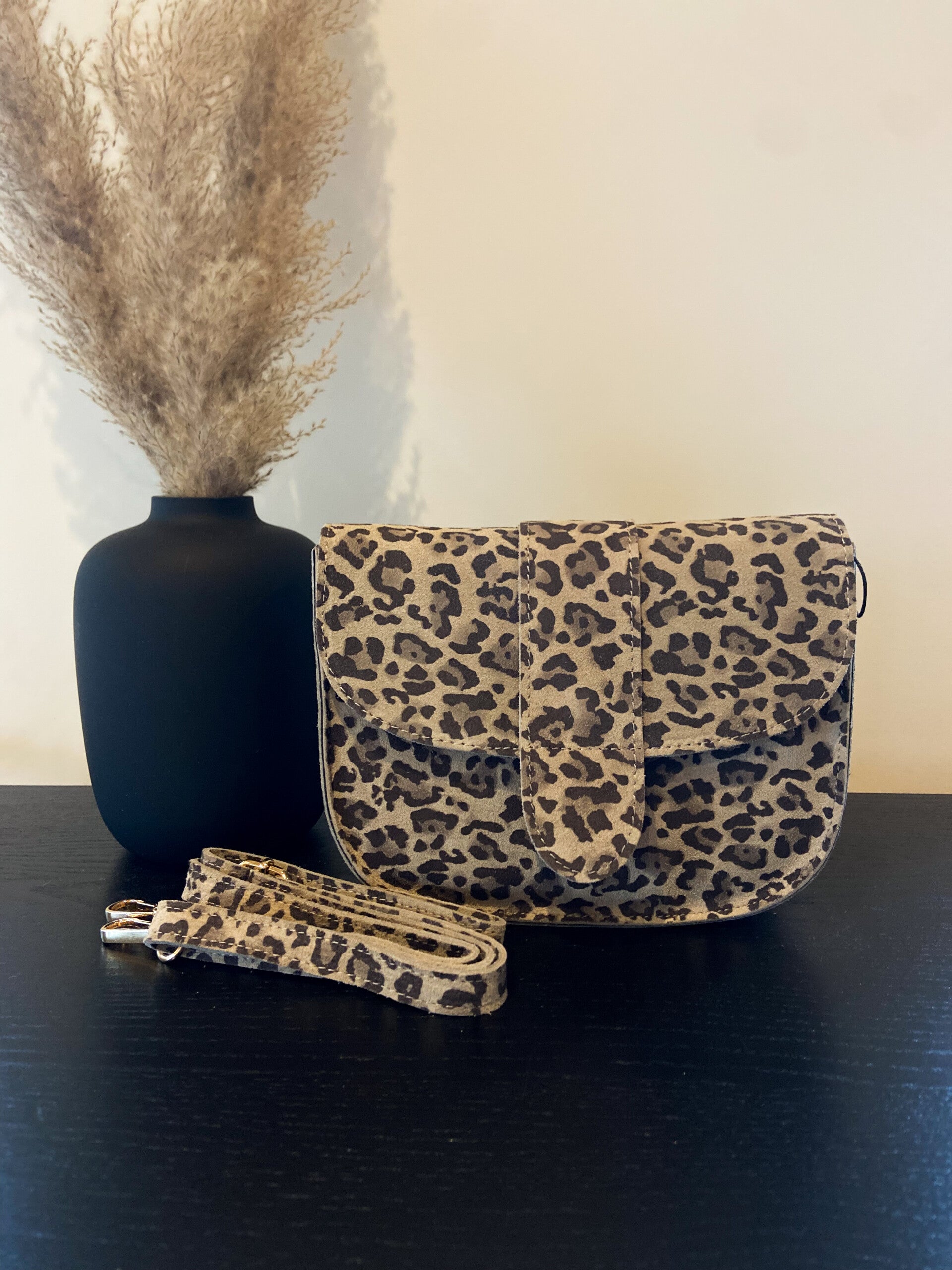 Suède tijgerprint tas