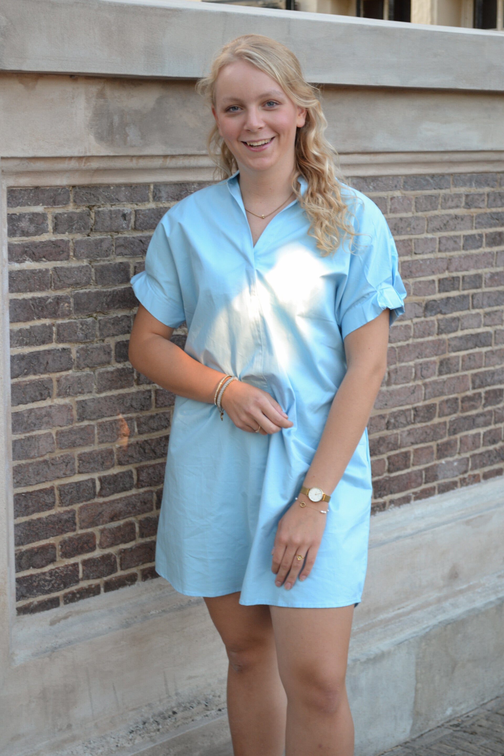 Azurro blouse jurk blauw