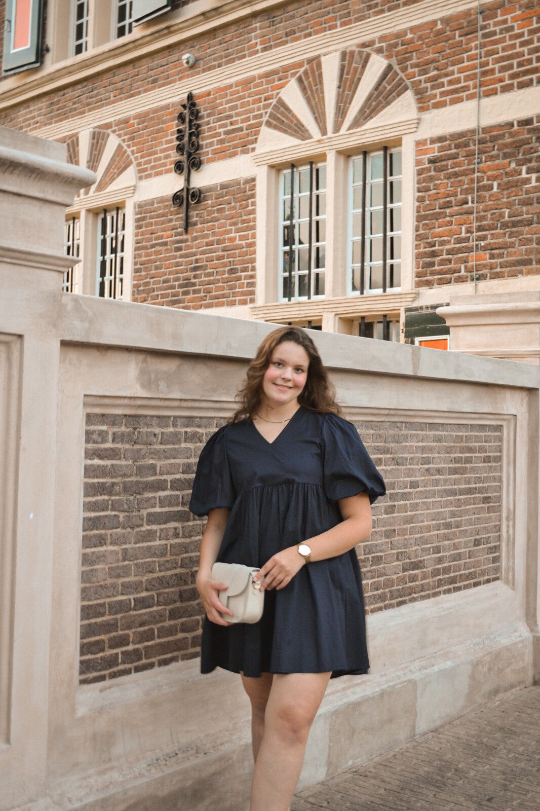 Azurro jurkje blauw pofmouw