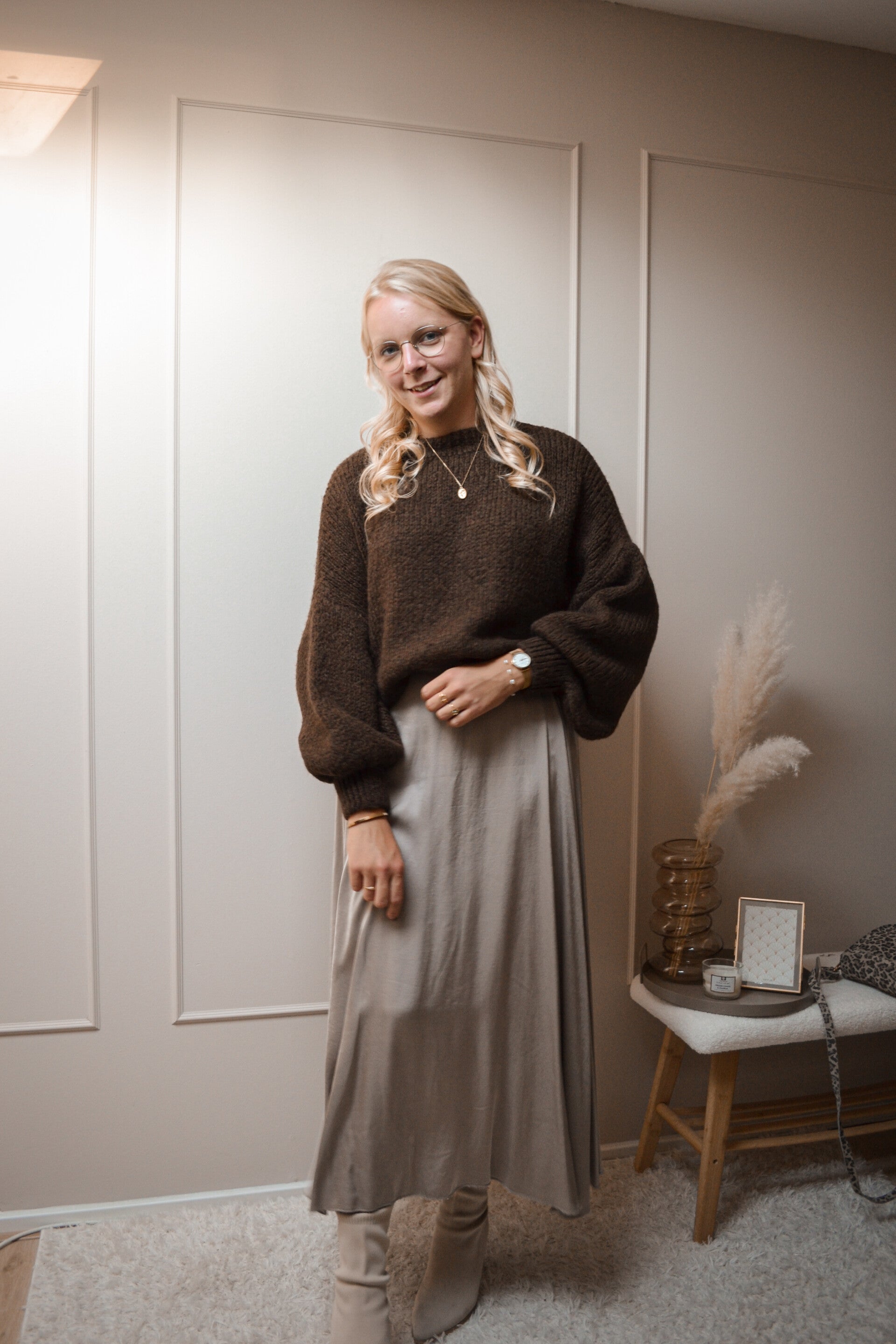 Rok satijn champagne