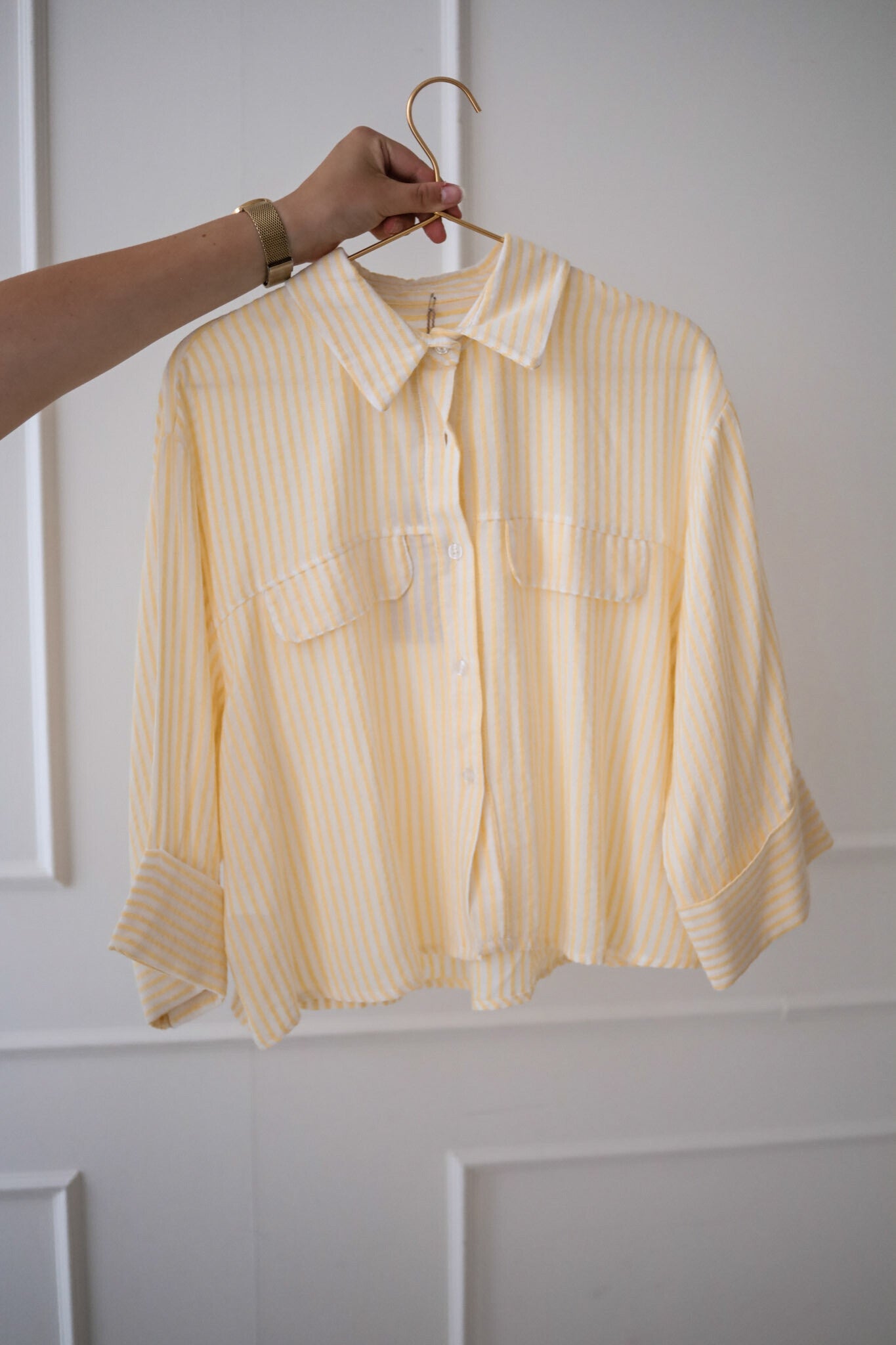 Gestreepte blouse // geel