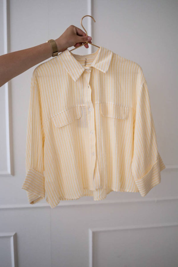 Gestreepte blouse // geel