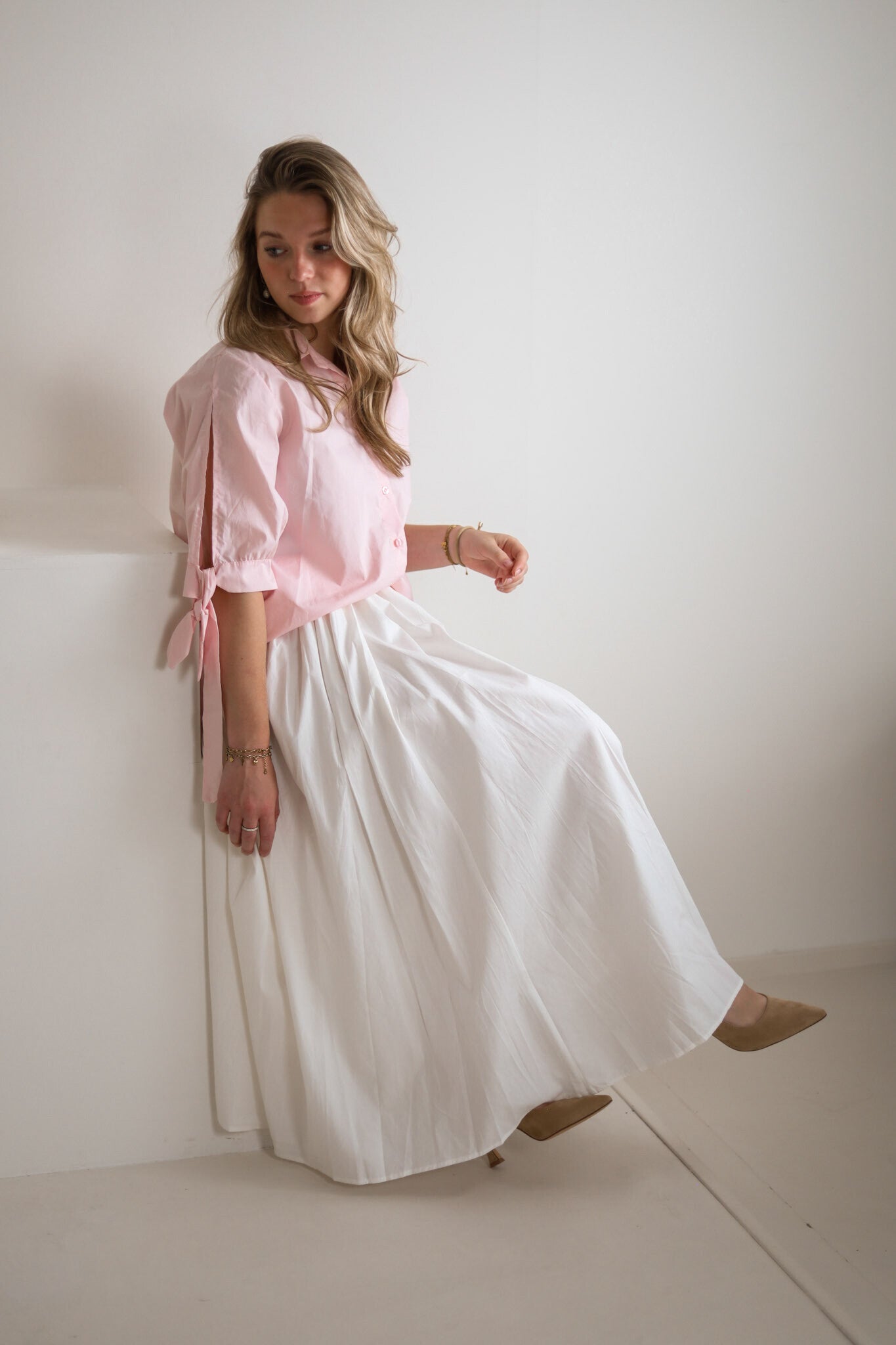 Blouse met strik // roze