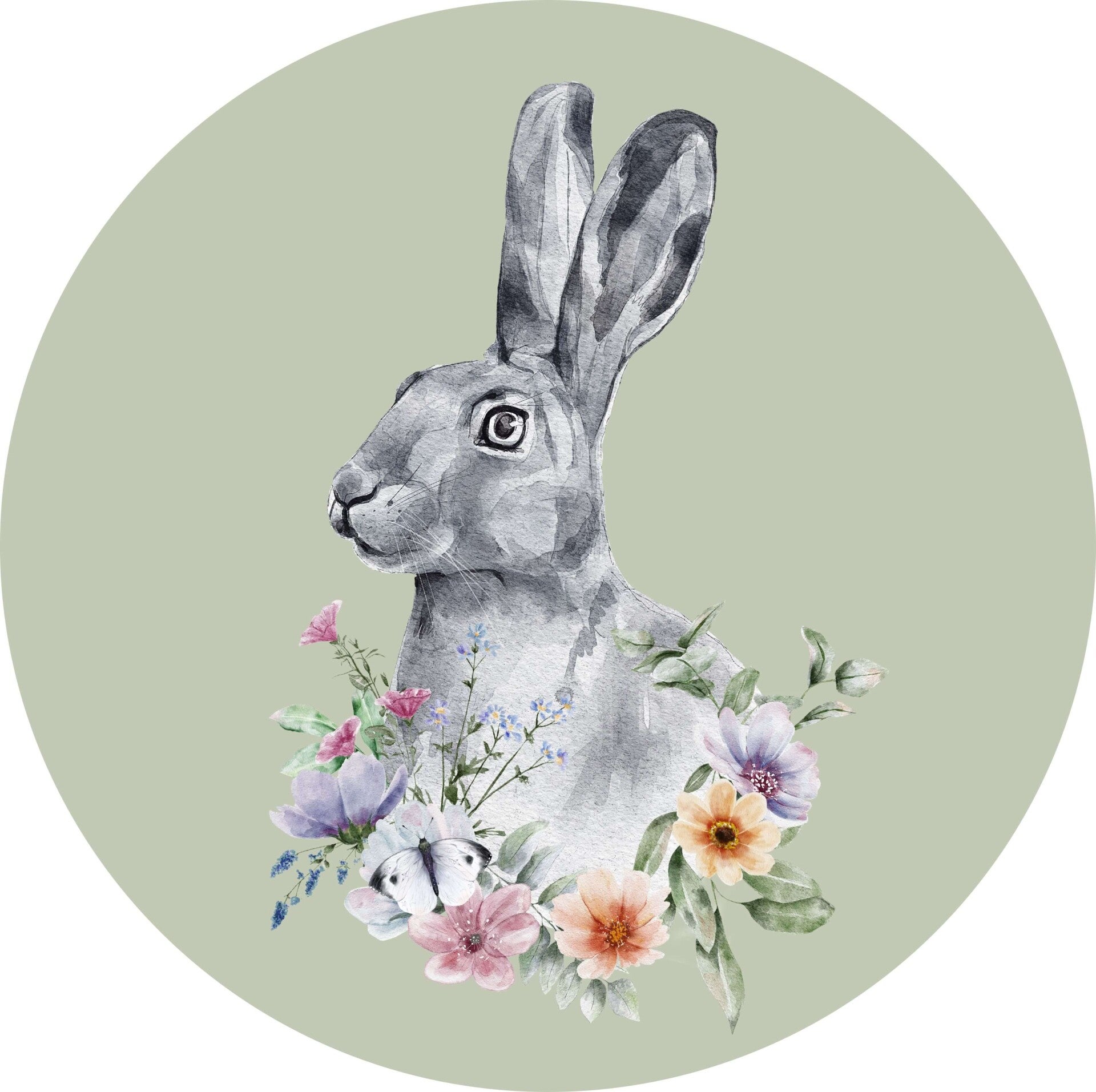 Bloemen konijn - Ø30cm