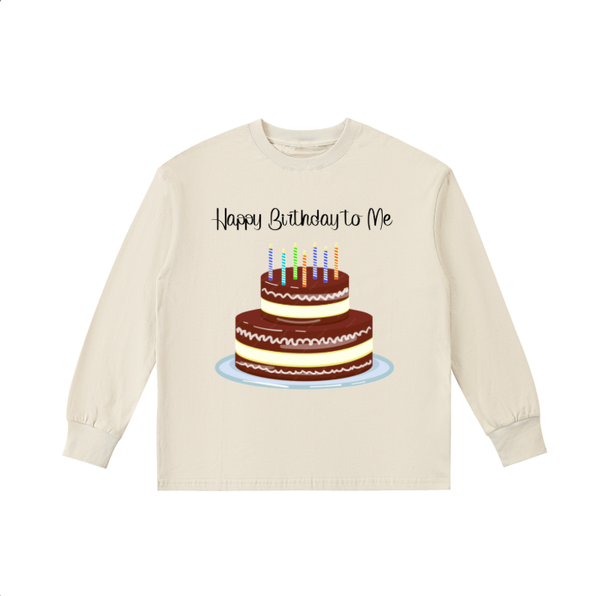 Kids' Quick-Dry Cotton Long-Sleeve Happy Birthday Tee