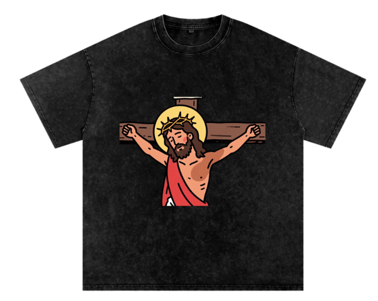 Snow Washed Oversized Cotton Jesus Tee