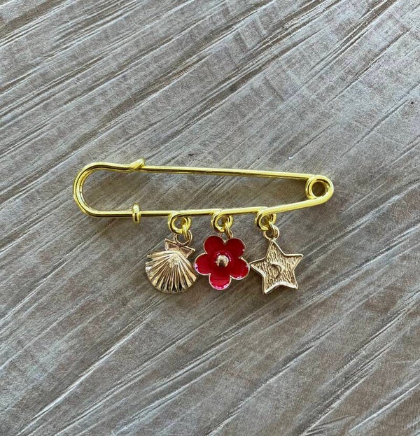 Broche Élégance – Fleur Rouge