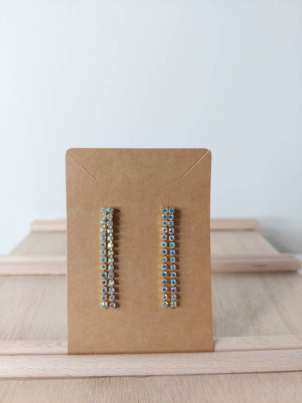 Oorbellen rvs goudkleurig met multicolor steentjes