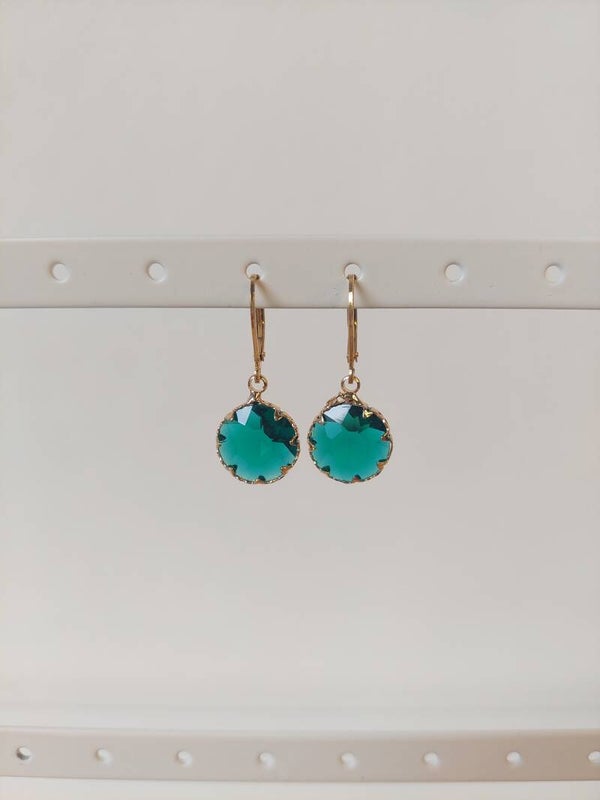 Oorbellen rvs met groene hanger