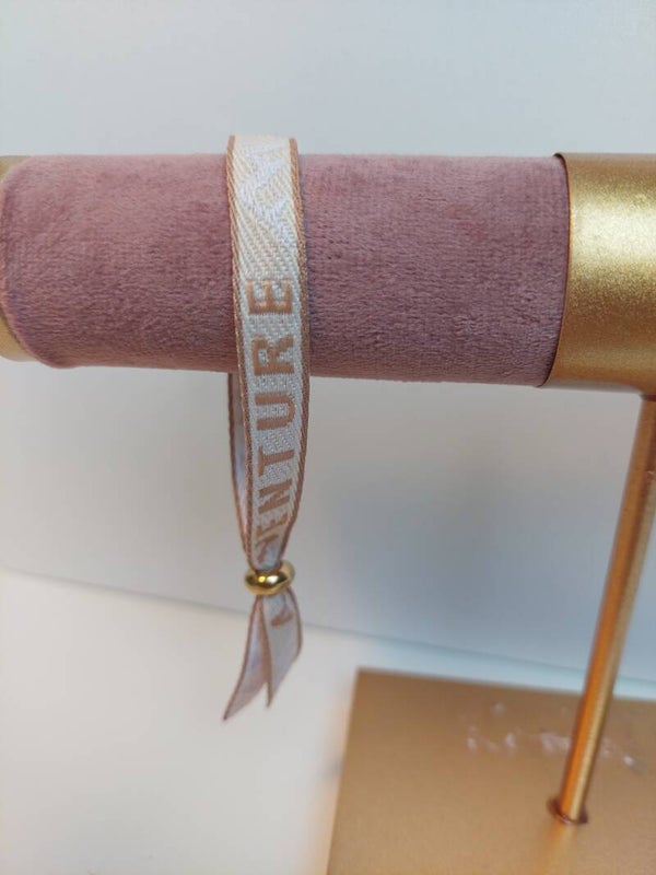 Lint armband adventure met gouden bead stopper