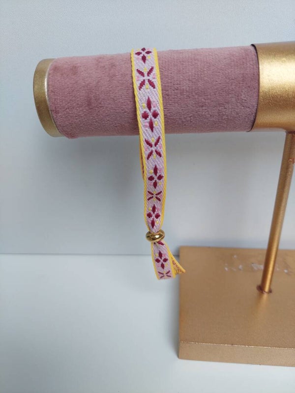 Lint armband met gouden bead stopper