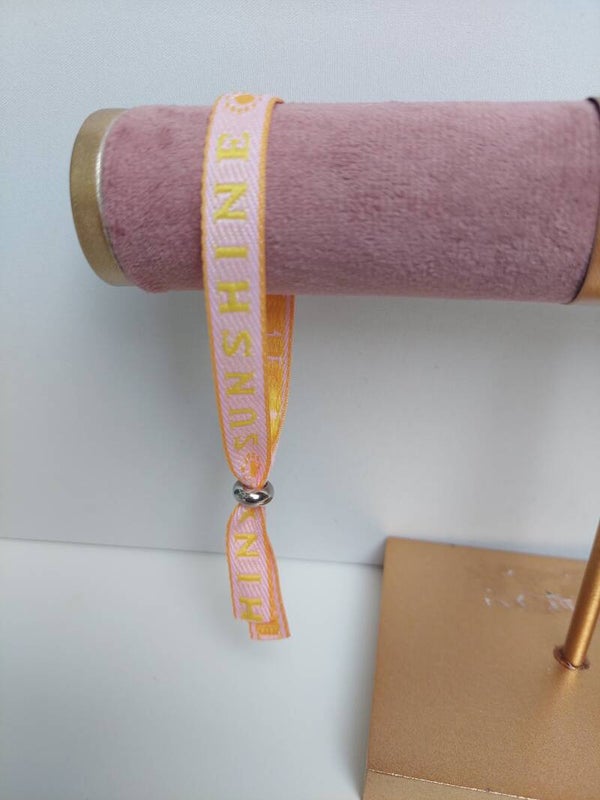 Lint armband sunshine met zilveren bead stopper