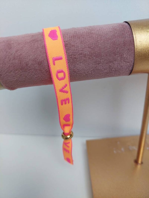 Lint armband met gouden bead stopper