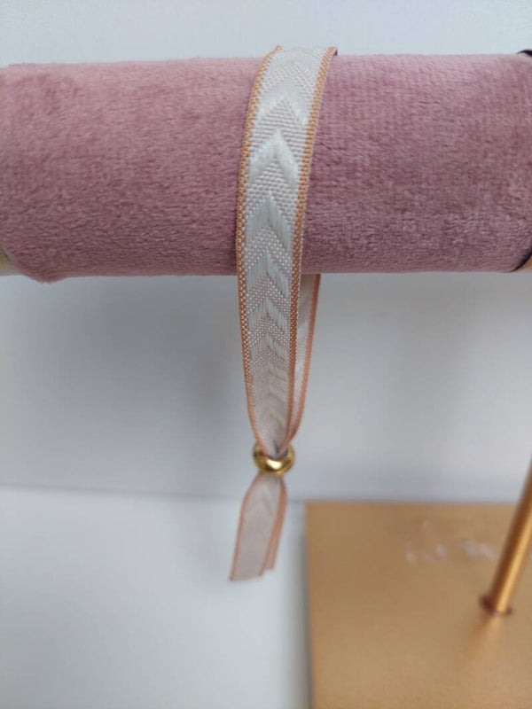 Lint armband met gouden bead stopper