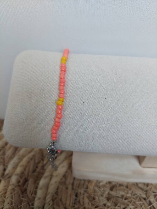 Armbandje oranje geel zilver