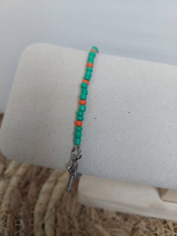 Armbandje groen oranje zilver
