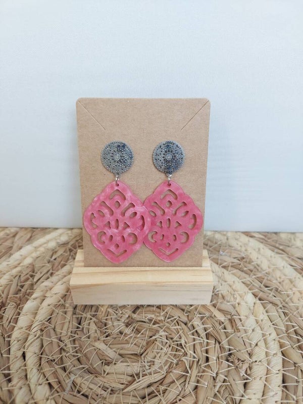 Oorbellen rvs roze zilver